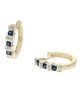 Alternating Diamond and Blue Sapphire Huggie Earrings in Yellow Gold